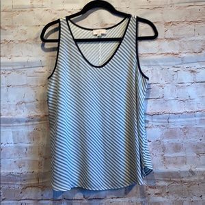 LOFT tank top S Navy stripe v neck layering
